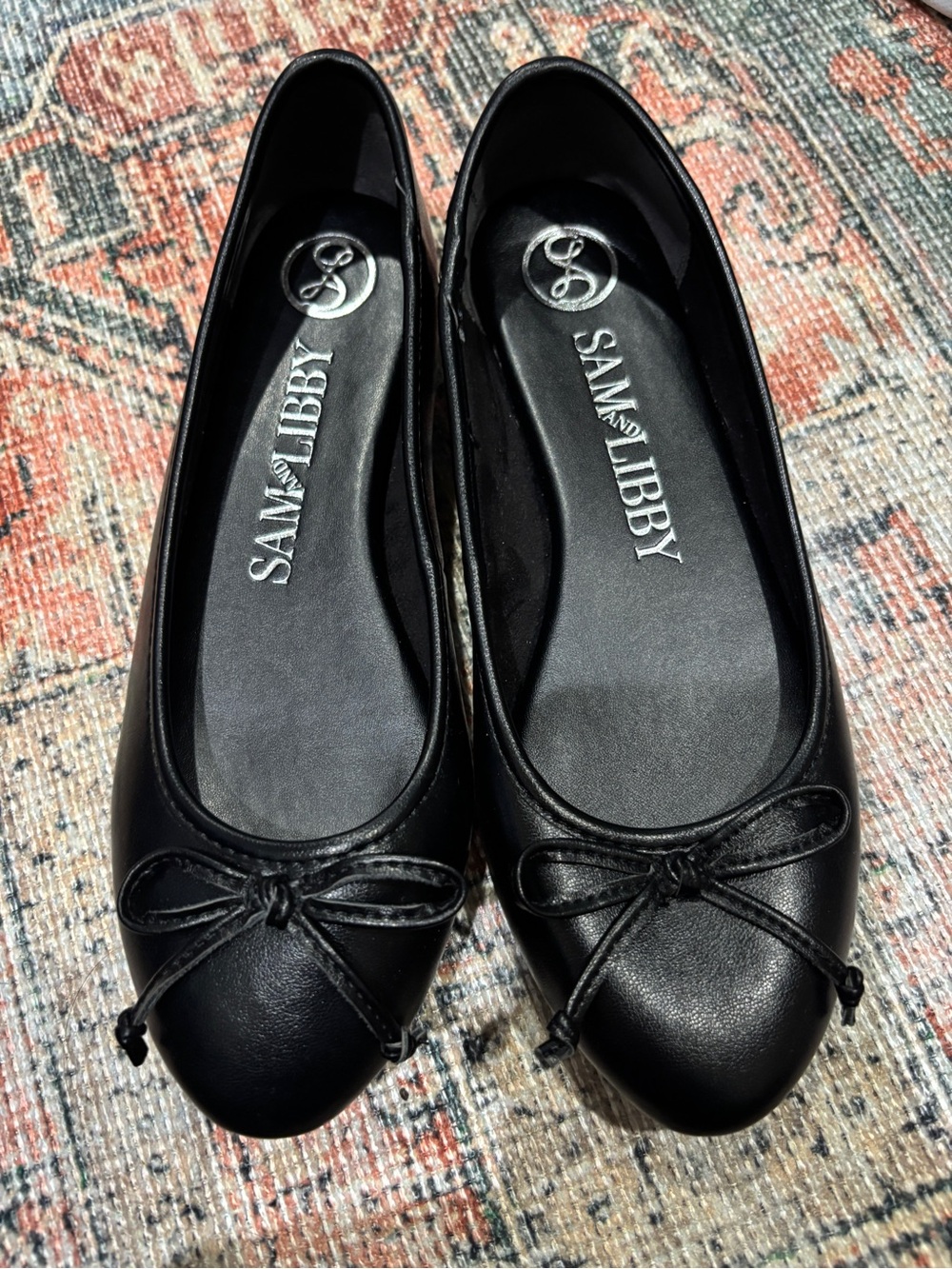 Sam & Libby Black Bow Detail Ballet Flats